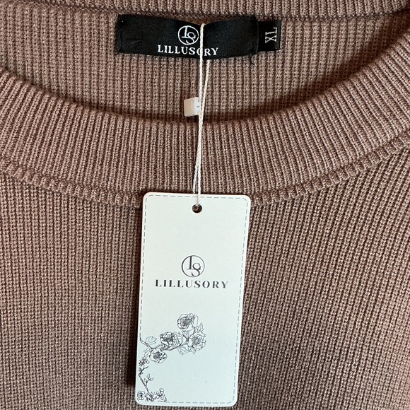 Lillusory Oversized Ribbed Sweater XL NWT Neutral Lounge Pullover - Picture 2 of 8